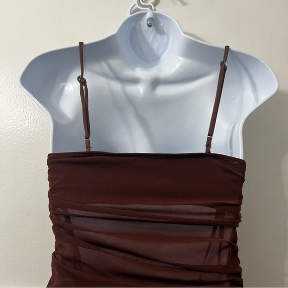 Womens Sheer Satin Slinky Slip Dress Small Minimalist Y2K Earthy Dark Feminine - Picture 8 of 13